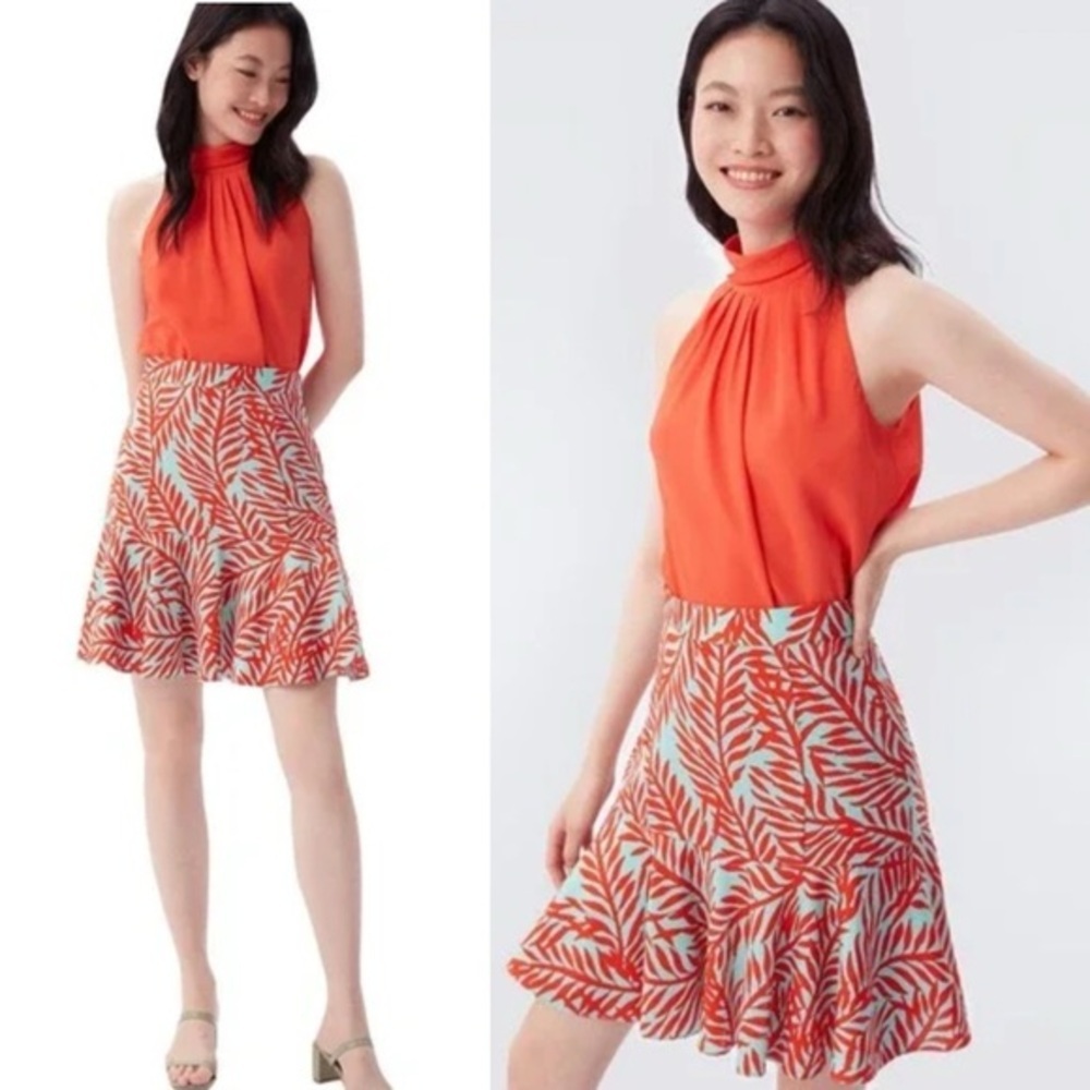 Diane Von Furstenberg Wendy Skirt, Bella Palm Cloud Turquoise, size 2 NWT